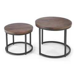 Garnero Arredamenti Set 2 tavolini da salotto rotondi noce nero Pueblo Best