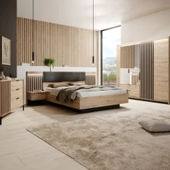 Garnero Arredamenti Set comodini 50x104h cm con cassetto rovere antracite Rubik