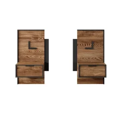 Garnero Arredamenti Set comodini 49x102h cm con led quercia nero Smooty Clearance