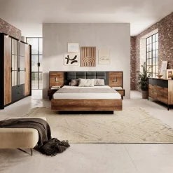 Garnero Arredamenti Set comodini 49x102h cm con led quercia nero Smooty Clearance