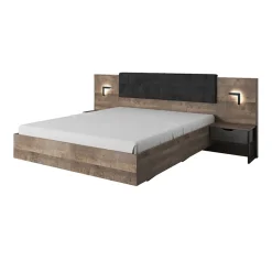 Garnero Arredamenti Set comodini 52x100h cm con led grigio quercia Dable Best