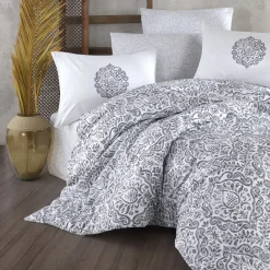 Garnero Arredamenti Set copripiumino moderno singolo e federa 140x220cm bianco grigio Meriel Best