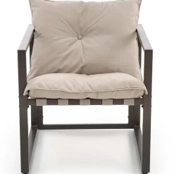 Garnero Arredamenti Set da giardino divano, poltrona, tavolino in vetro nero marrone Surat Clearance