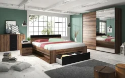 Garnero Arredamenti Set due comodini 46x56h cm moderni rovere scuro e nero Lisbona Gihome® Clearance