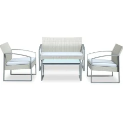 Garnero Arredamenti Set giardino 2 poltrone, divano e tavolino in rattan Luca Bianco