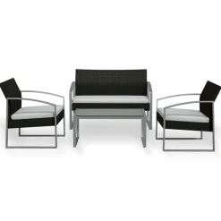 Garnero Arredamenti Set giardino 2 poltrone, divano e tavolino in rattan grigio Luca Antracite Sale