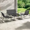Garnero Arredamenti Set giardino relax 75x45cm 2 sedie divano e tavolino acciaio grigio Eden Best