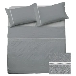 Garnero Arredamenti Set lenzuola letto alla francese in cotone grigio Freedom Clearance