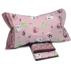 Garnero Arredamenti Set lenzuola letto singolo per bambini in cotone con camaleonti rosa Cantuccio Hot
