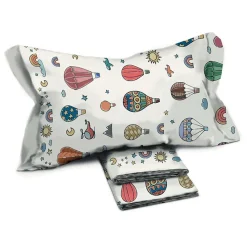 Garnero Arredamenti Set lenzuola letto singolo per bambini in cotone con mongolfiere colorate Amaretto Clearance