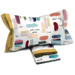 Garnero Arredamenti Set lenzuola matrimoniale in cotone fantasia bordo giallo Rombo New