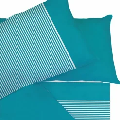Garnero Arredamenti Set lenzuola matrimoniali con 4 federe in cotone turchese Strudel Best