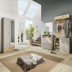 Garnero Arredamenti Set mobili ingresso 240x201h cm rovere naturale beige satinato Kenya Clearance