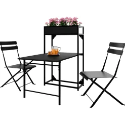 Garnero Arredamenti Set tavolo da giardino 2 sedie con fioriera Marin Nero Online