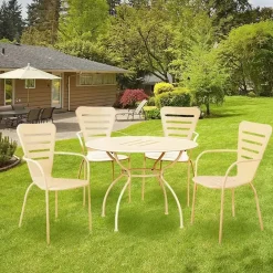 Garnero Arredamenti Set tavolo rotondo 106x106cm + 4 sedie da giardino crema Nea Discount