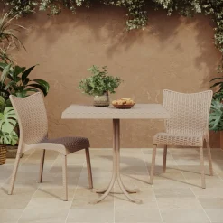 Garnero Arredamenti Set tavolo 80x80cm + 2 sedie da giardino polipropilene Blossom Tortora Hot