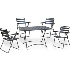 Garnero Arredamenti Set tavolo 120x80cm + 4 sedie pieghevoli da giardino antracite Beta Sale