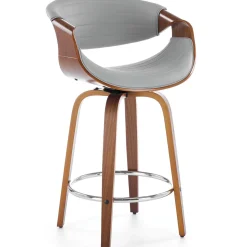 Garnero Arredamenti Sgabello alto da bar in ecopelle moderno noce grigio Ruby Noce - Grigio Clearance