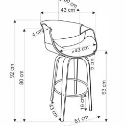 Garnero Arredamenti Sgabello alto da bar in ecopelle moderno noce nero Ruby Noce - Nero New