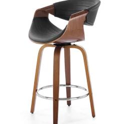 Garnero Arredamenti Sgabello alto da bar in ecopelle moderno noce nero Ruby Noce - Nero New