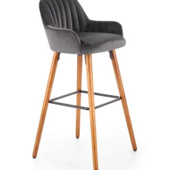 Garnero Arredamenti Sgabello alto imbottito stile scandinavo in velluto rovere Nate Grigio New