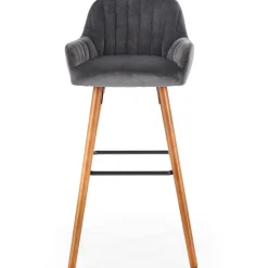 Garnero Arredamenti Sgabello alto imbottito stile scandinavo in velluto rovere Nate Grigio New