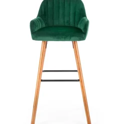 Garnero Arredamenti Sgabello alto imbottito stile scandinavo in velluto scuro rovere Nate Verde New
