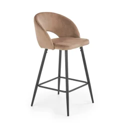 Garnero Arredamenti Sgabello alto moderno da bar in velluto nero Fober Beige Best