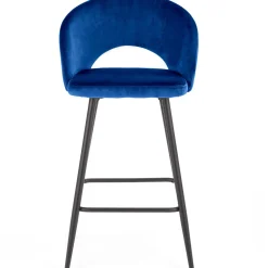 Garnero Arredamenti Sgabello alto moderno da bar in velluto nero Fober Blu