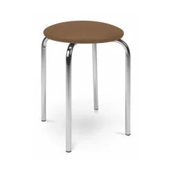 Garnero Arredamenti Sgabello basso seduta in ecopelle con gambe in acciaio moderno Mali Marrone Hot