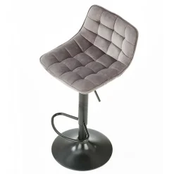 Garnero Arredamenti Sgabello imbottito regolabile in velluto grigio nero Fost Online