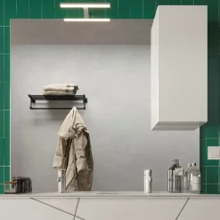 Garnero Arredamenti Specchiera bagno con led e pensile 120x110cm lucido Minister Bianco Outlet