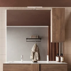 Garnero Arredamenti Specchiera 120x110cm bagno con led e pensile rovere Alvarez Noce Online