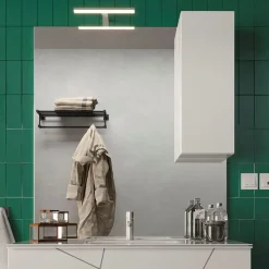 Garnero Arredamenti Specchiera 80x110cm da bagno con led e pensile lucido Minister Bianco Clearance