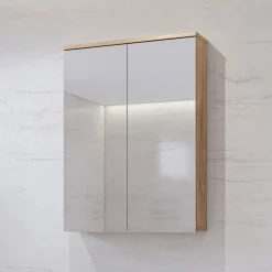 Garnero Arredamenti Specchio bagno sospeso 61x84h cm 2 ante contenitore rovere Crystal Online