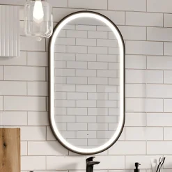 Garnero Arredamenti Specchio da parete con led 50x90cm Glossy 2 Nero Best
