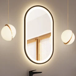 Garnero Arredamenti Specchio da parete con led 50x90cm Glossy 2 Nero Best