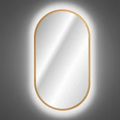 Garnero Arredamenti Specchio da parete retroilluminato 50x90cm dorato Glossy Oro New