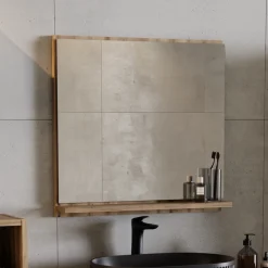 Garnero Arredamenti Specchio da parete 60x57cm con mensola rovere Bully Discount