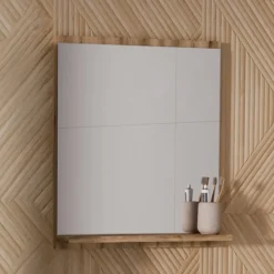 Garnero Arredamenti Specchio da parete 50x57cm con mensola rovere Bully