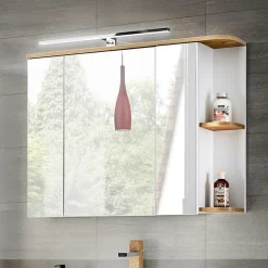 Garnero Arredamenti Specchio mobile contenitore 94x72cm 3 ante bianco rovere Dual