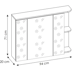 Garnero Arredamenti Specchio mobile contenitore 94x72cm 3 ante bianco rovere Dual