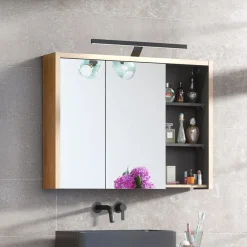 Garnero Arredamenti Specchio mobile contenitore 100x75cm 2 ante rovere antracite Veny Discount