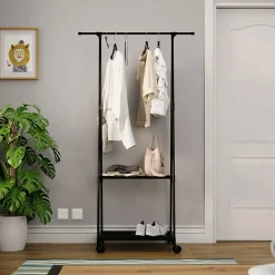 Garnero Arredamenti Stand appendiabiti 85x157h cm con ruote moderno nero Dustin Discount