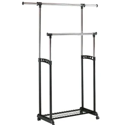 Garnero Arredamenti Stand appendiabiti 90-142x97-170h cm allungabile con ruote nero Bonney Online