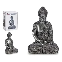 Garnero Arredamenti Statua da interno Buddha 20x35cm effetto argento Luise Clearance