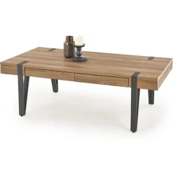 Garnero Arredamenti Tavolino da salotto con cassetti 120x55cm noce acciaio nero Yonok Hot