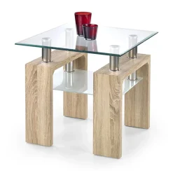 Garnero Arredamenti Tavolino da salotto con ripiano 60x60cm vetro acciaio Herman Rovere Discount