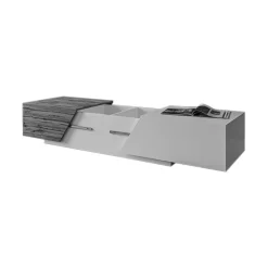 Garnero Arredamenti Tavolino da salotto contenitore 60x124cm apribile rovere antracite Modesta Antracite - Rovere