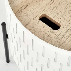 Garnero Arredamenti Tavolino da salotto contenitore 35x35cm rotondo bianco opaco Sligo Sale